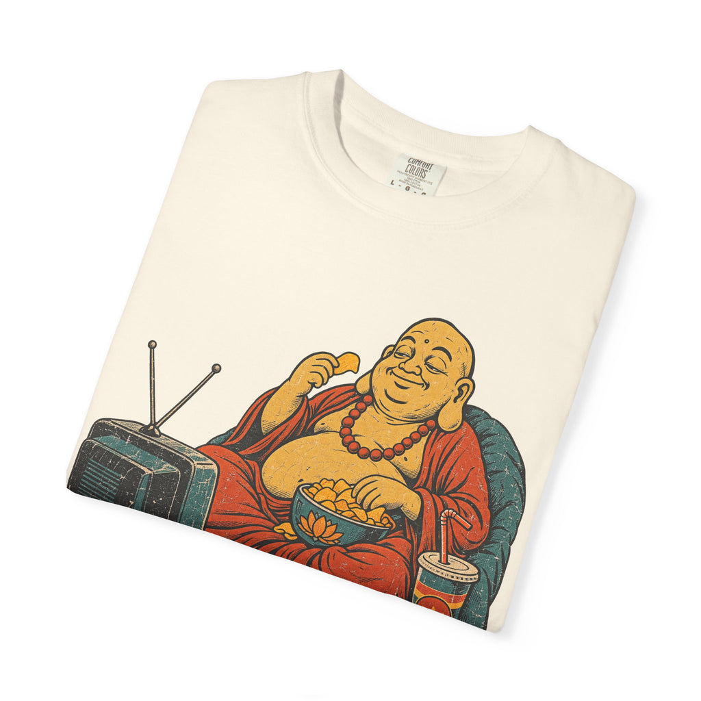 Couch Potato Buddha T-shirt in Ivory, folded view