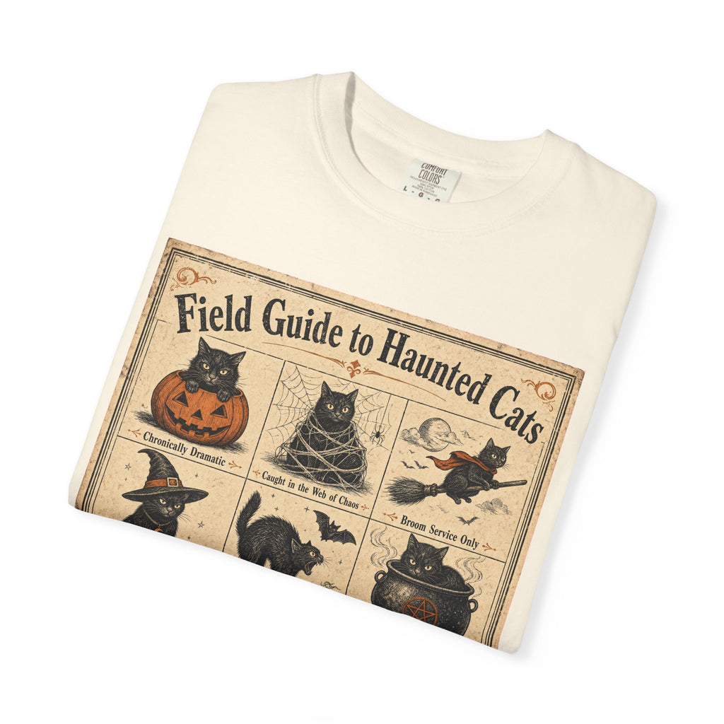 Field Guide to Haunted Cats T-shirt in Ivory, folded view