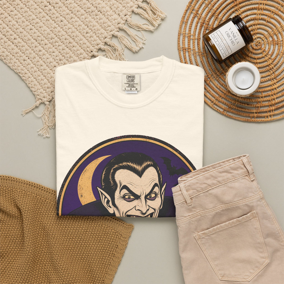 Night Biter T-shirt in Ivory, flat lay view