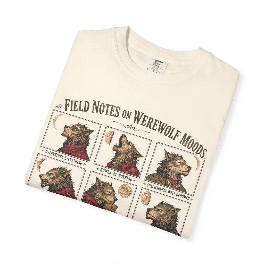 Werewolf Field Guide T-shirt in Ivory, folded view