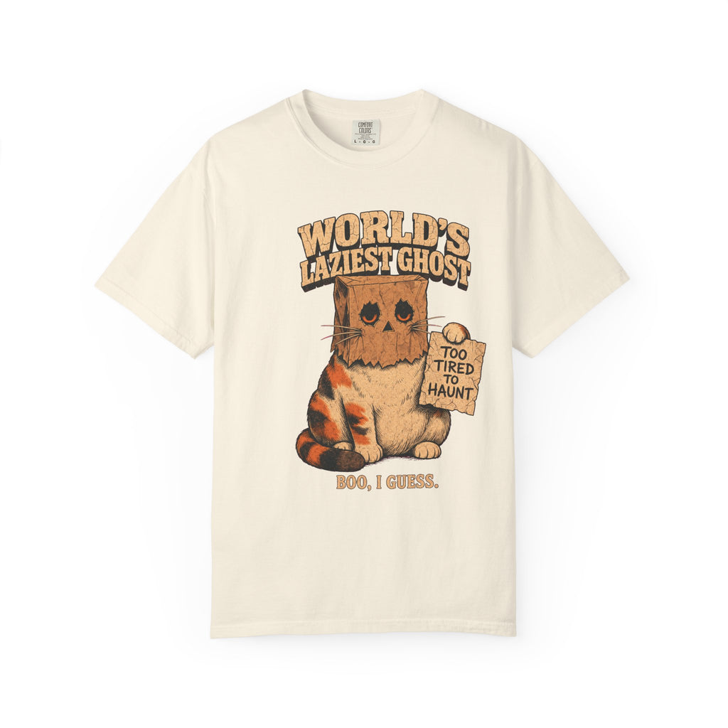 World's Laziest Ghost T-shirt in Ivory, front view