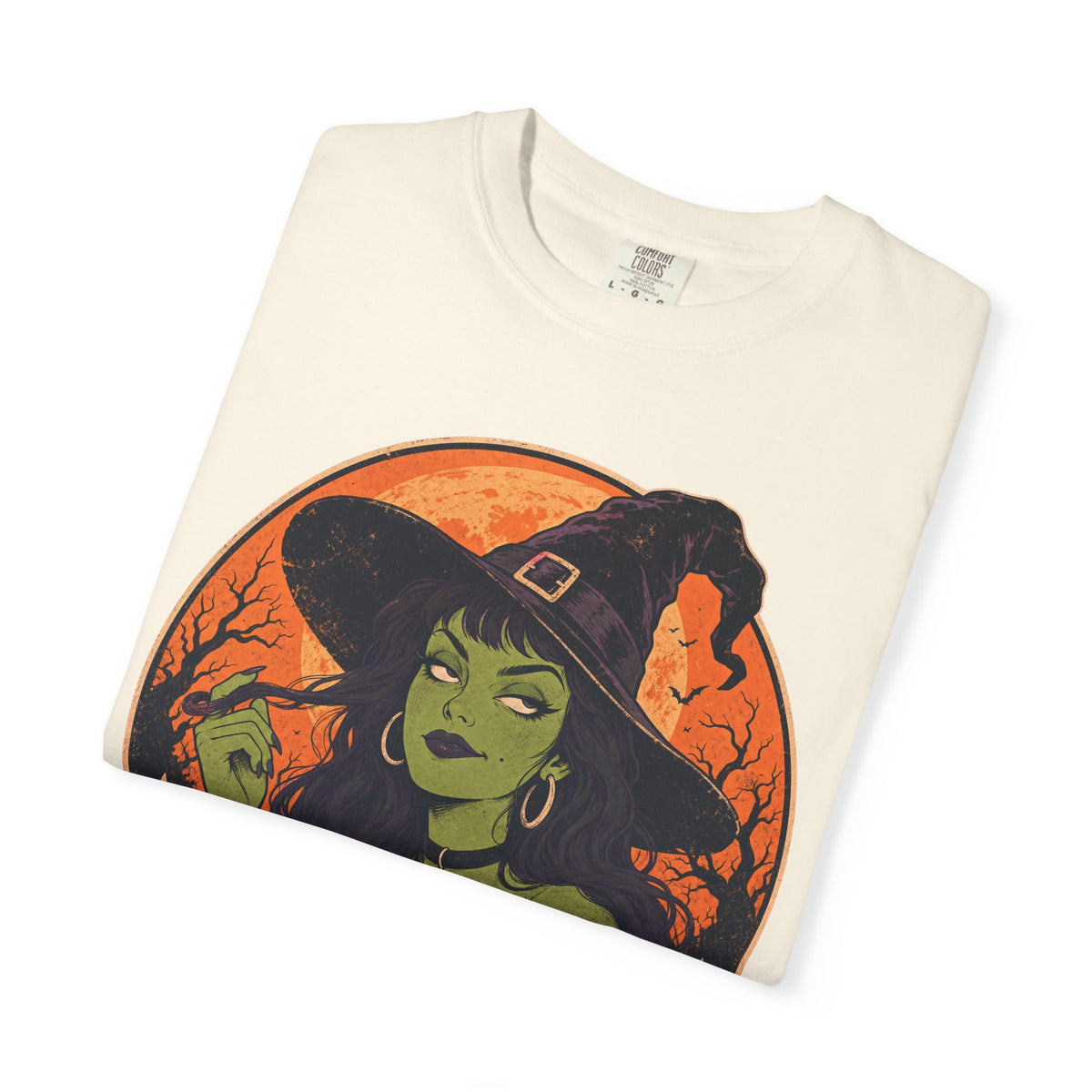 Witch Please T-shirt in Ivory, folded view