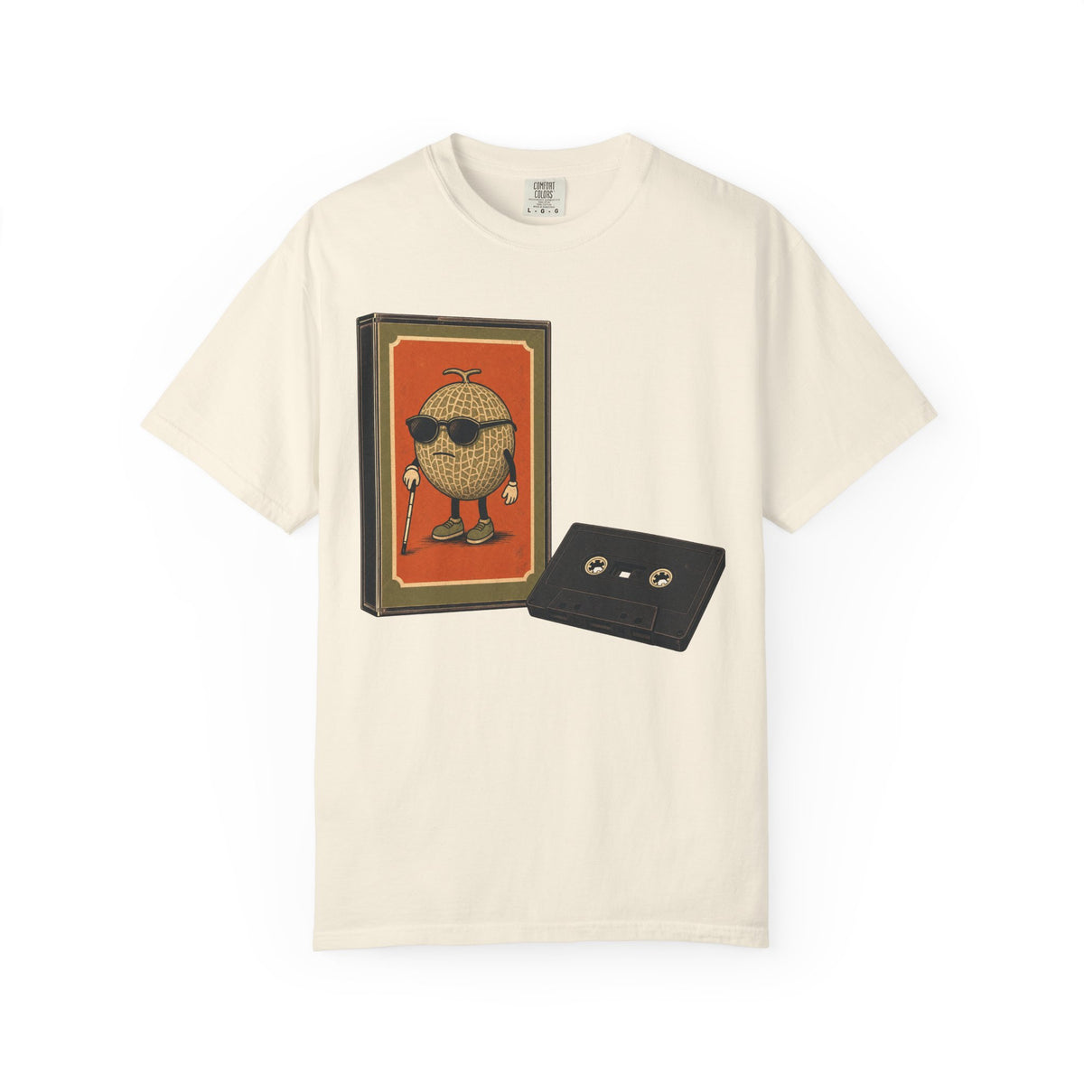 Sunglasses Melon Cassette T-shirt in Ivory, front view