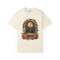 Black Cat in Window T-shirt in Ivory, front view