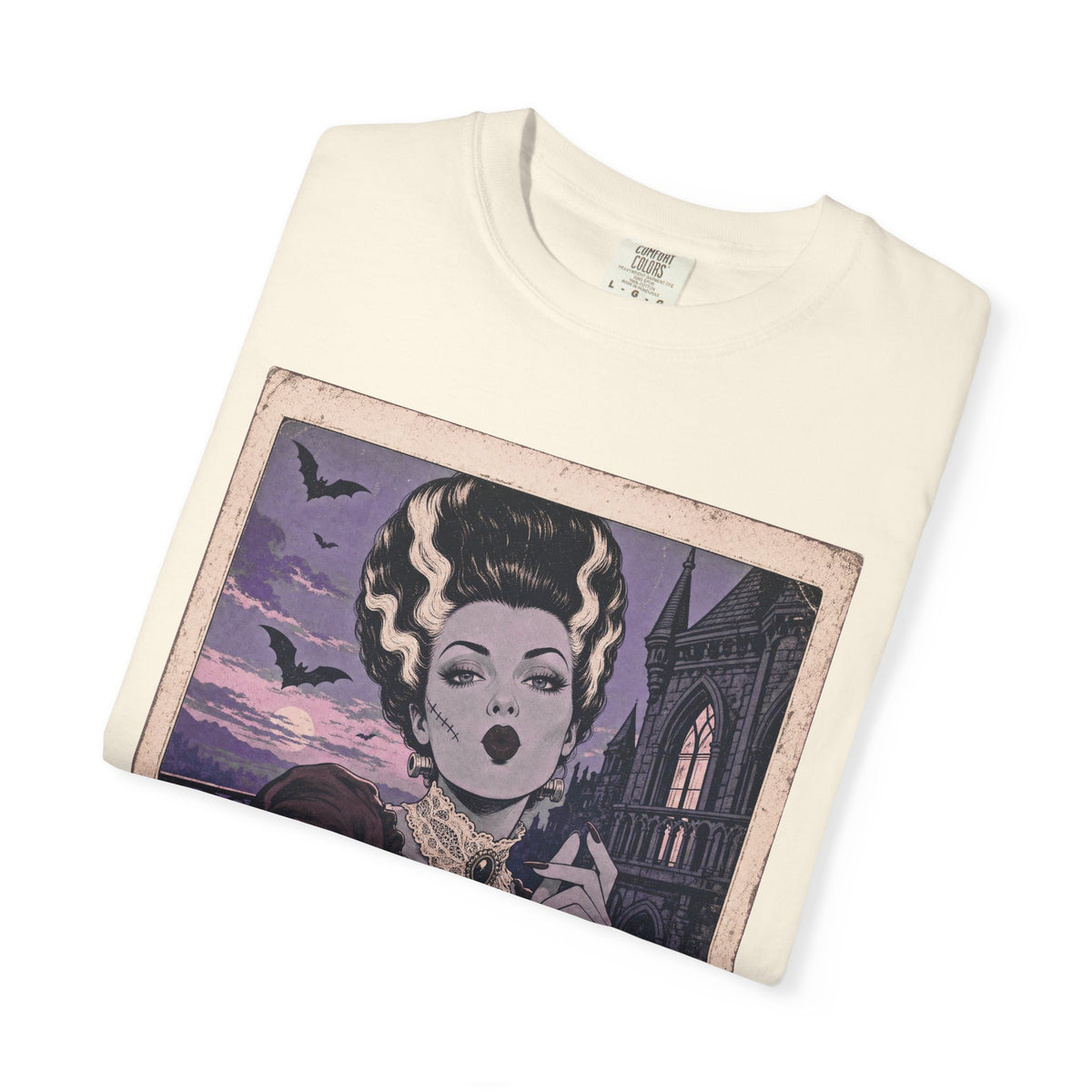 Bride Monster Selfie T-shirt in Ivory, folded view