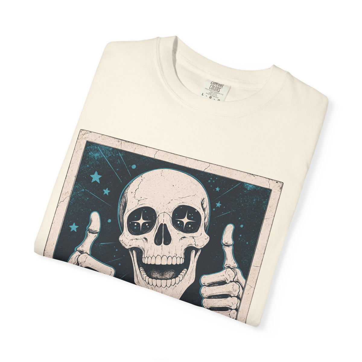 Skeleton Selfie T-shirt in Ivory, folded view