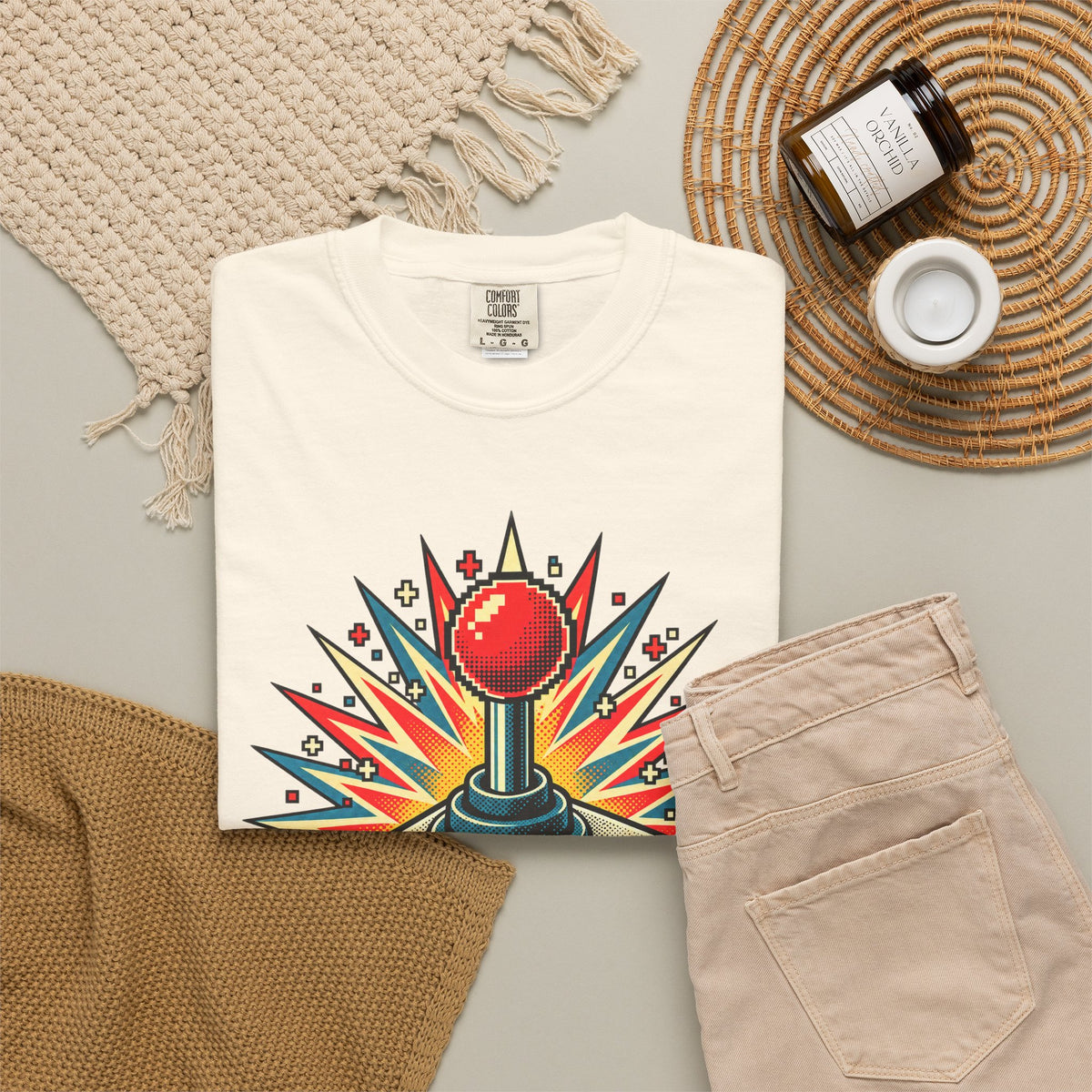 Insert Coin T-shirt in Ivory, flat lay view