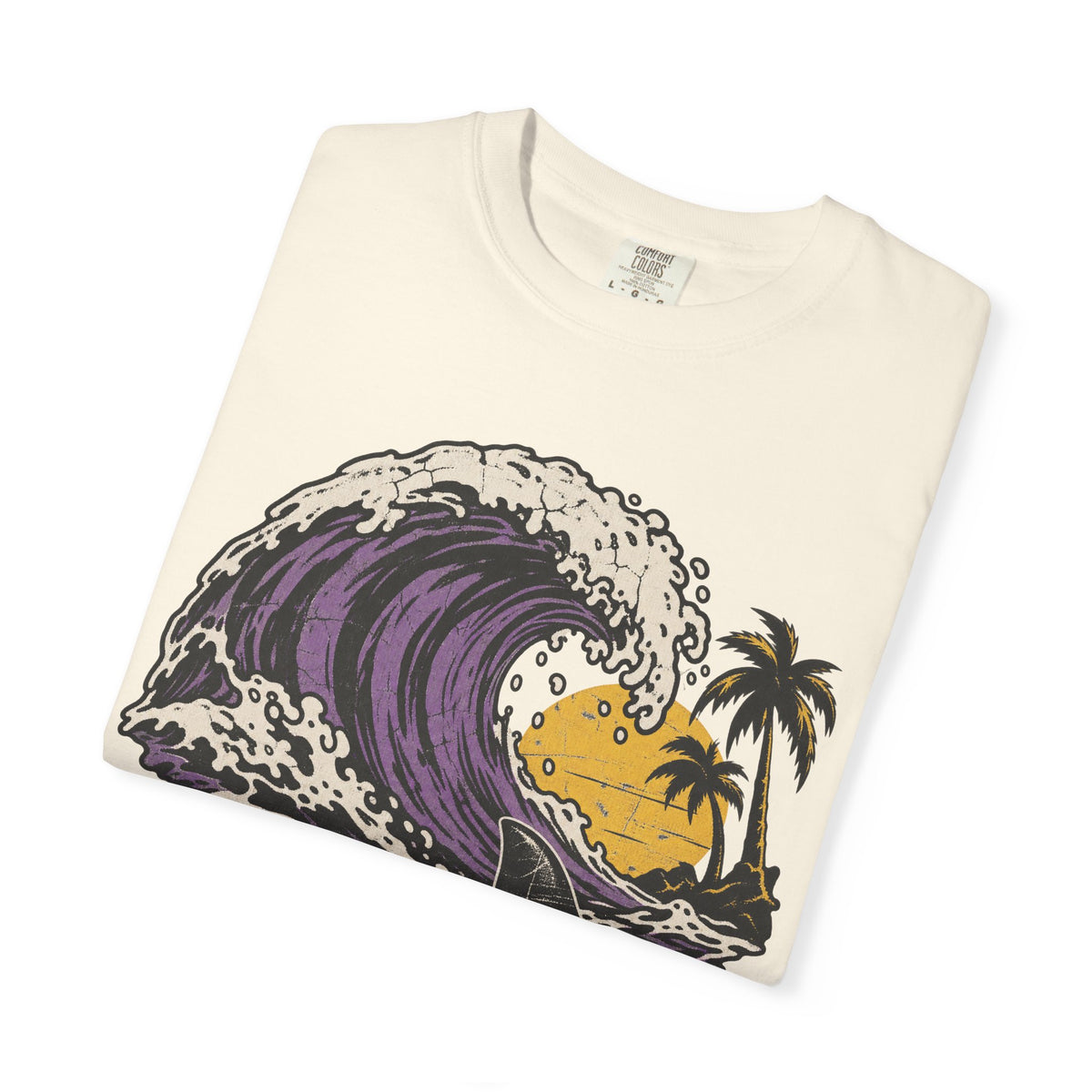 Shark Fin Wave T-shirt in Ivory, folded view