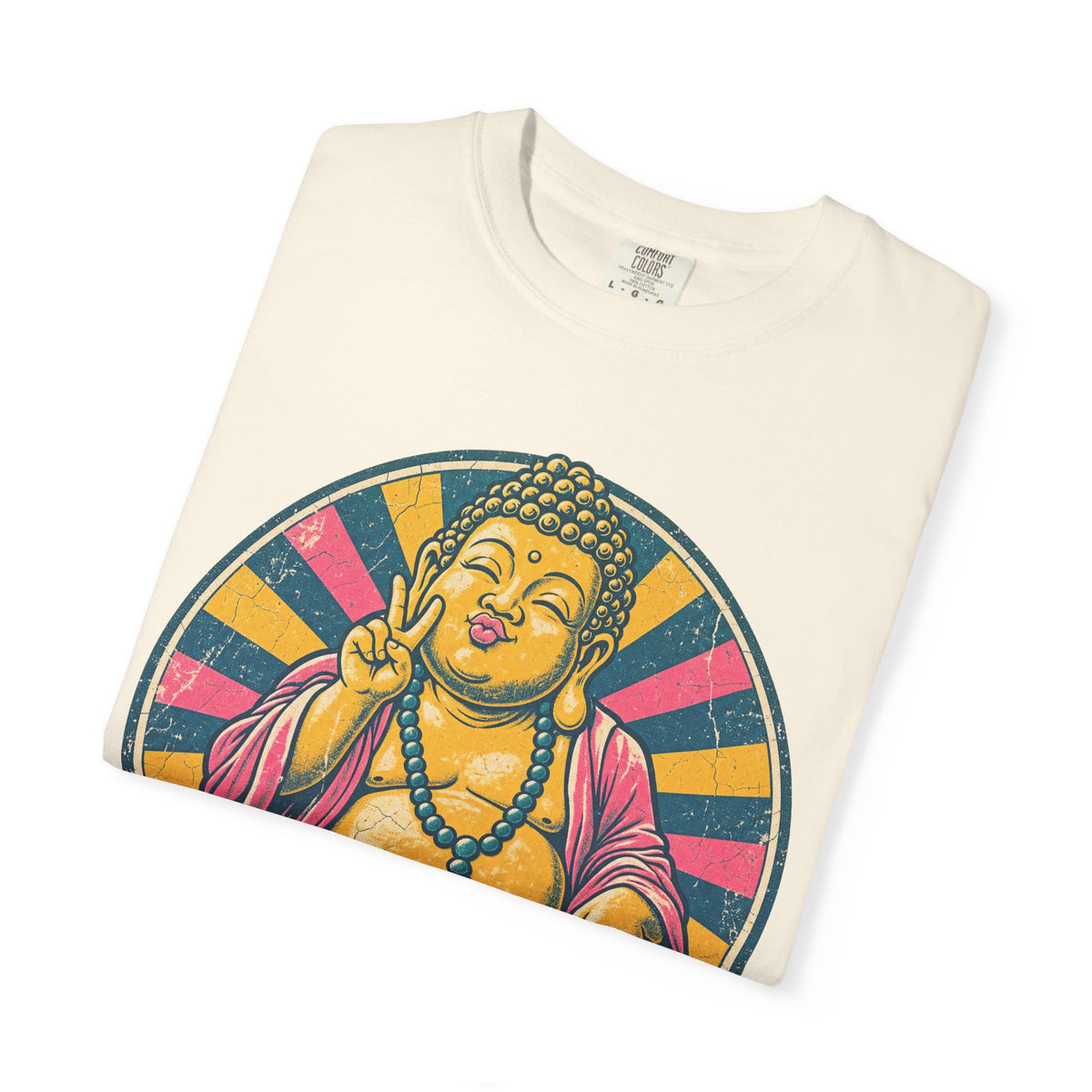 Buddha Selfie T-shirt in Ivory, folded view