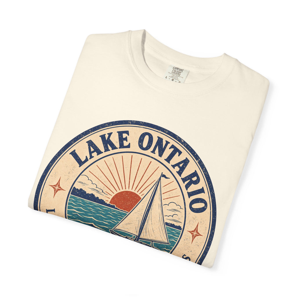 Lake Ontario Badge T-shirt in Ivory, folded view