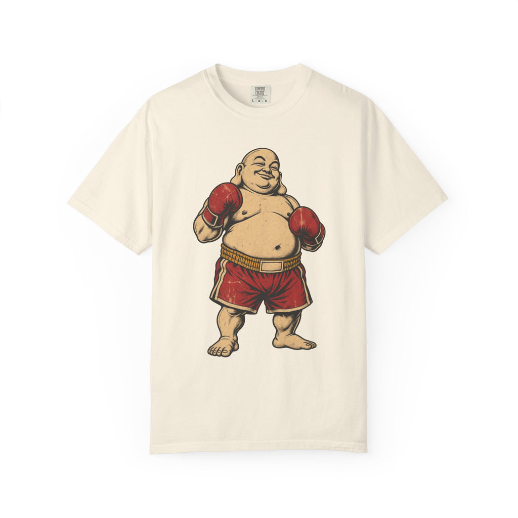 Boxing Buddha T-shirt in Ivory, front view