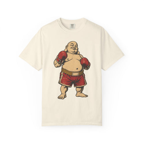 Boxing Buddha T-shirt in Ivory, front view
