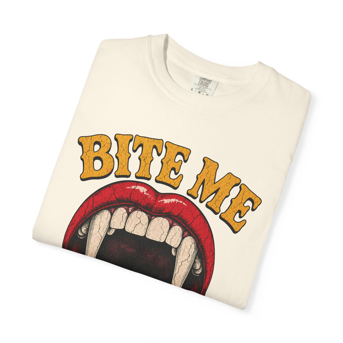 Bite Me T-shirt in Ivory, folded view