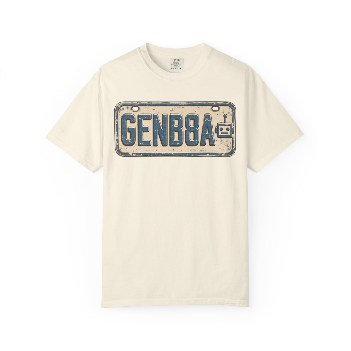 Gen Beta License Plate T-shirt in Ivory, front view