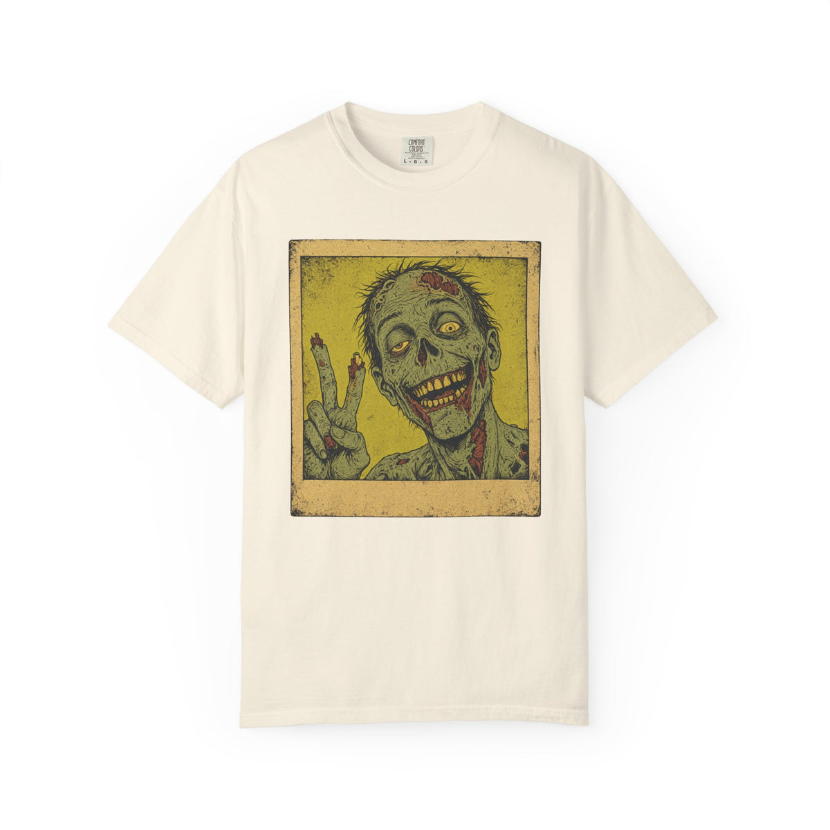 Zombie Selfie T-shirt in Ivory, front view