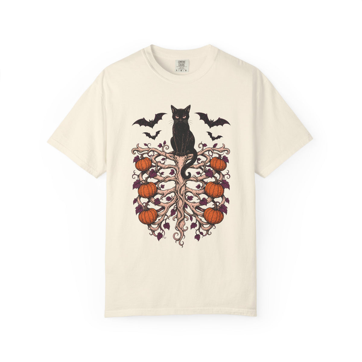 Vine Skeleton Ribcage T-shirt in Ivory, front view