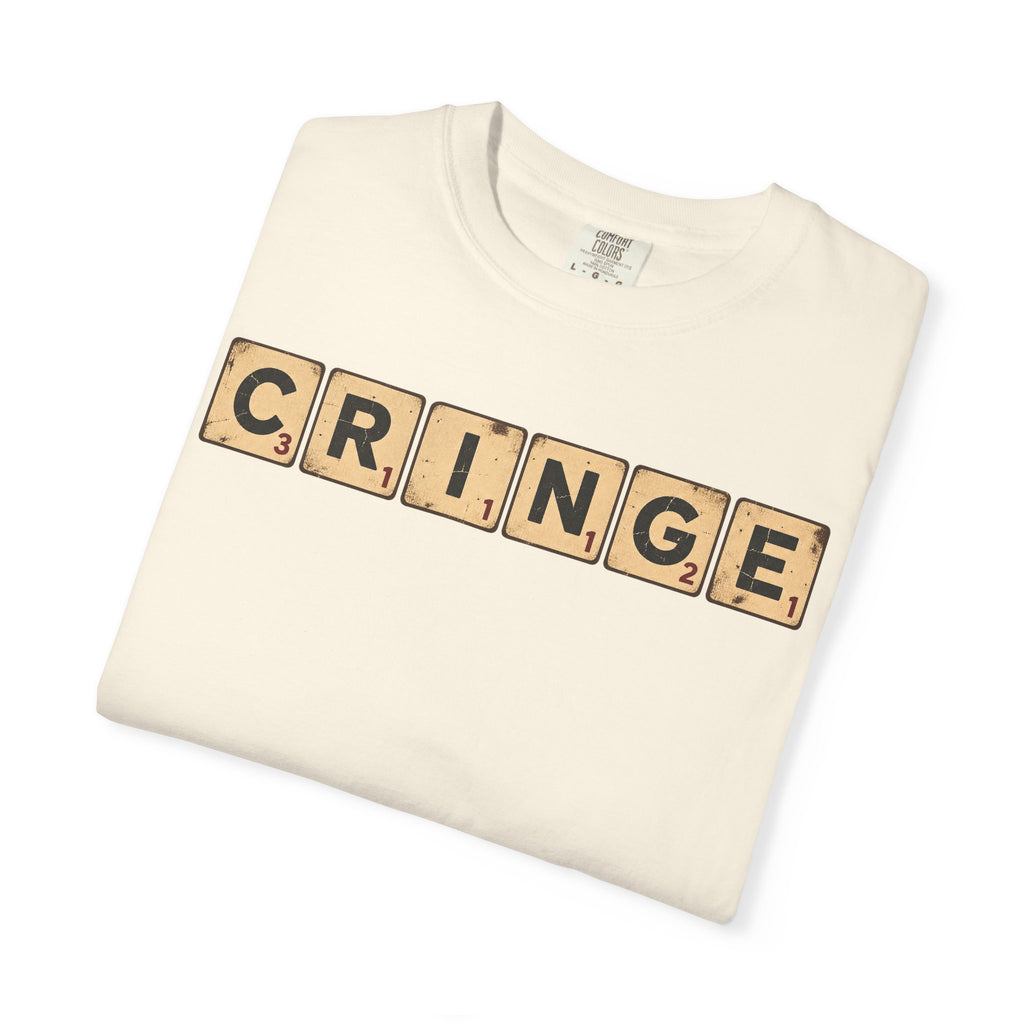 CRINGE Scrabble Tiles T-shirt in Ivory, folded view