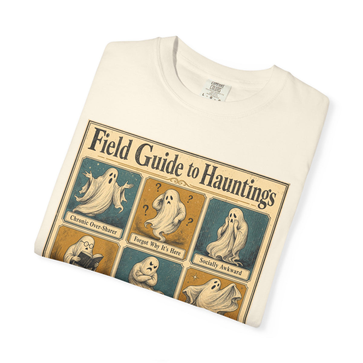 Field Guide to Hauntings T-shirt in Ivory, folded view