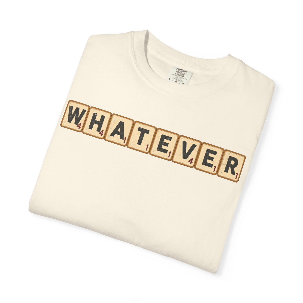 Whatever Scrabble Tiles T-shirt in Ivory, folded view
