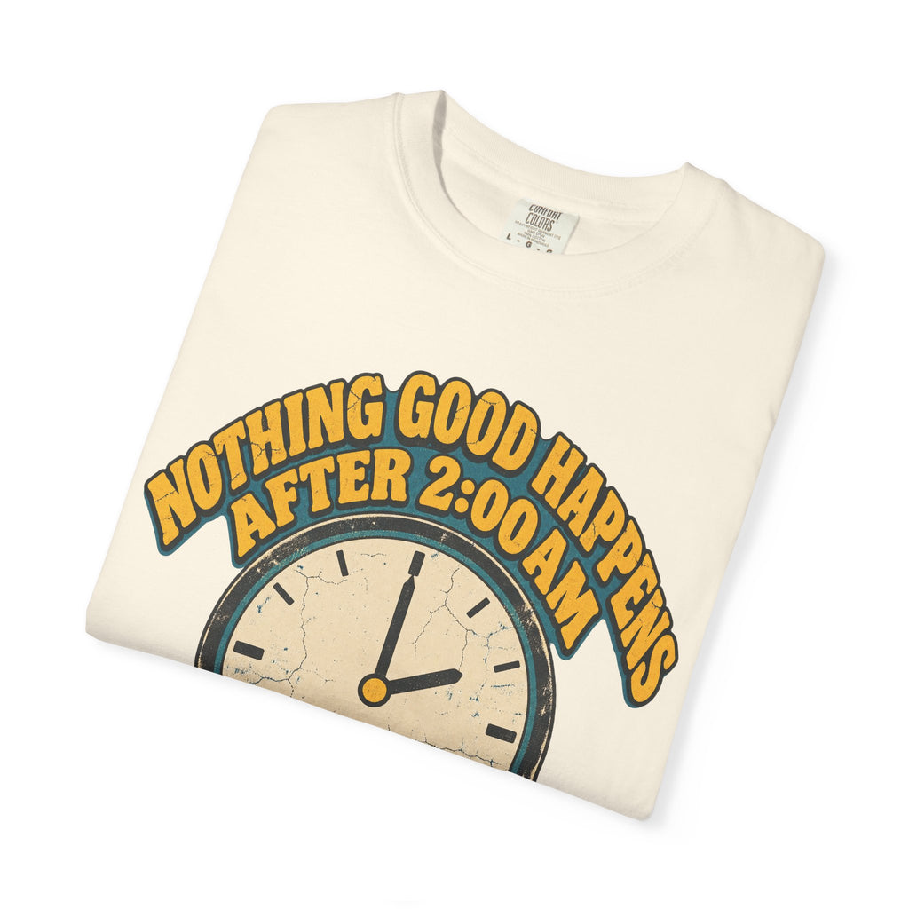 Nothing Good Happens After 2am T-shirt in Ivory, folded view