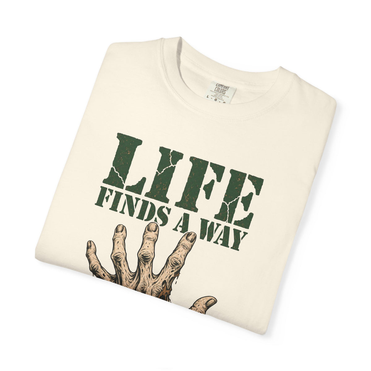 Life Finds A Way T-shirt in Ivory, folded view
