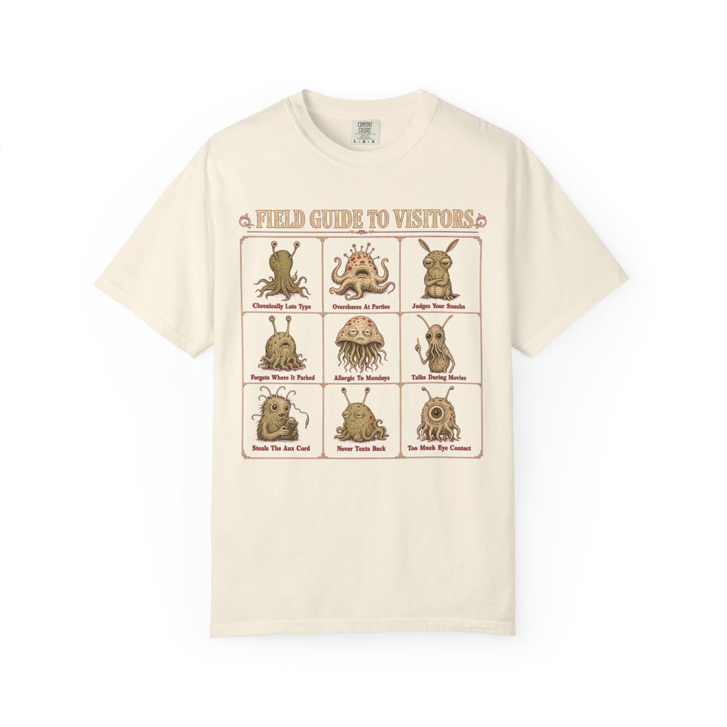 Alien Field Guide T-shirt in Ivory, front view