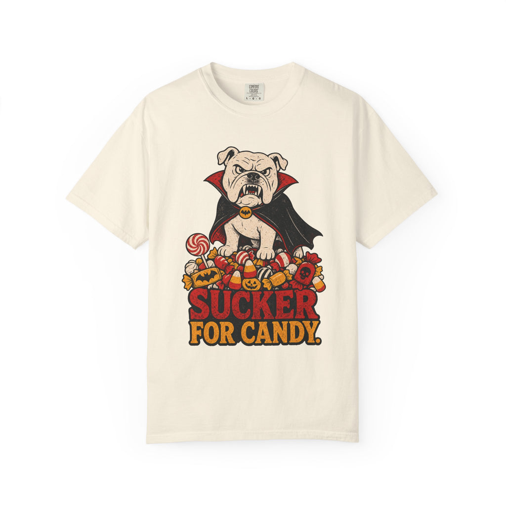 Sucker For Candy Dog T-shirt in Ivory, front view