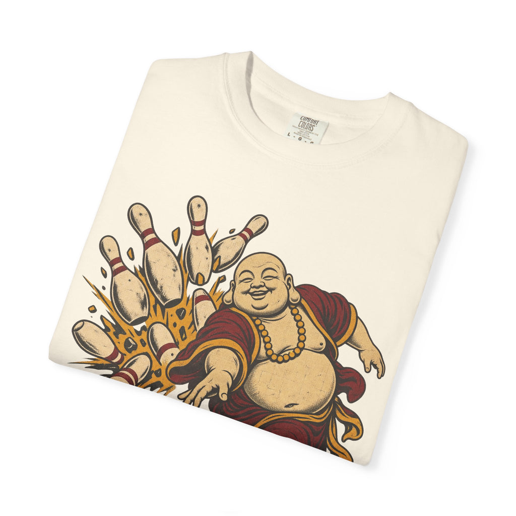 Bowling Buddha T-shirt in Ivory, folded view