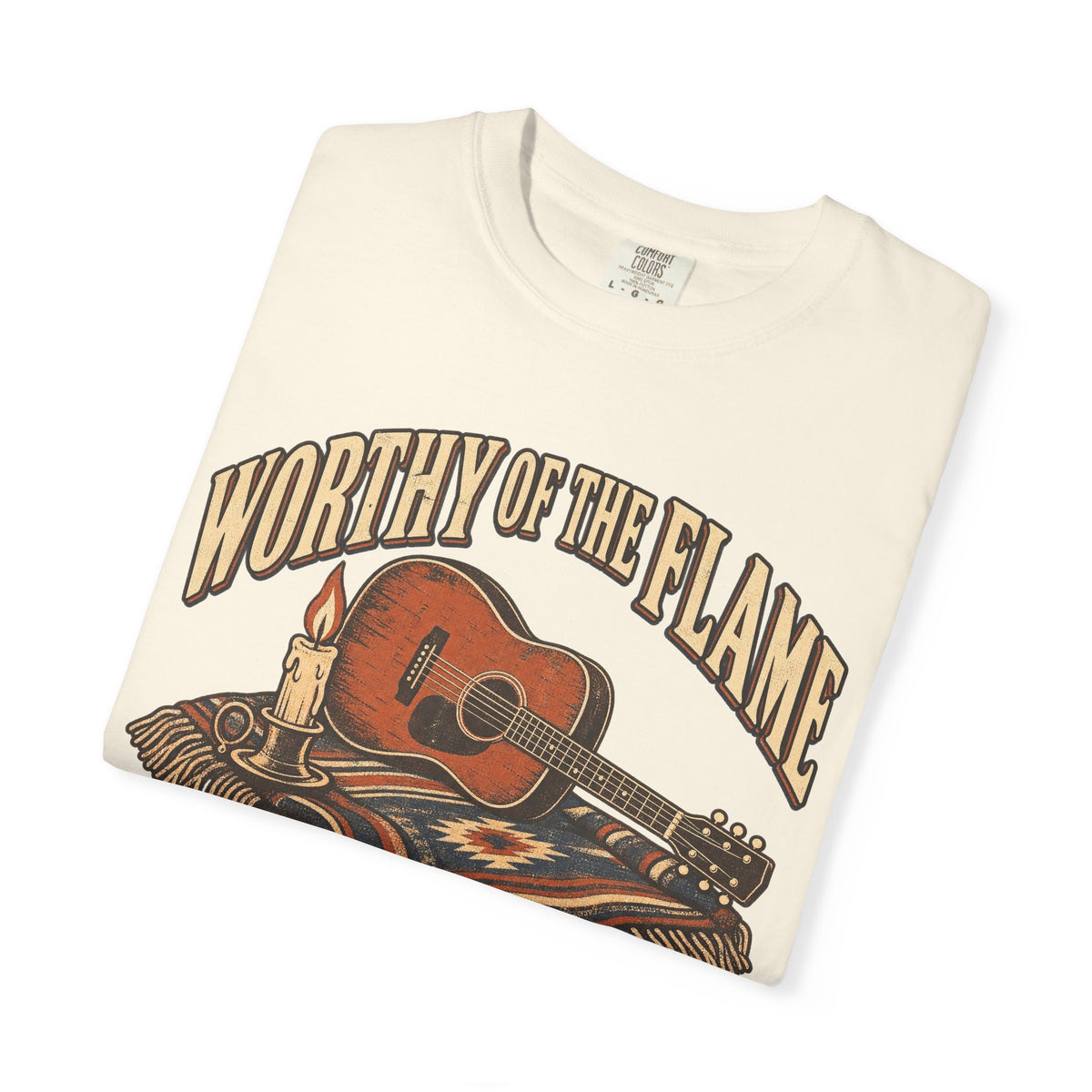 Worthy of the Flame T-shirt in Ivory, folded view