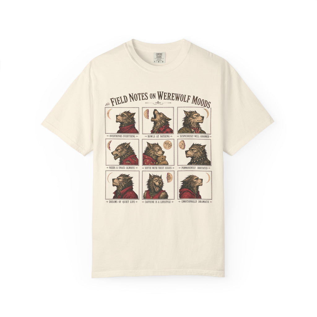 Werewolf Field Guide T-shirt in Ivory, front view