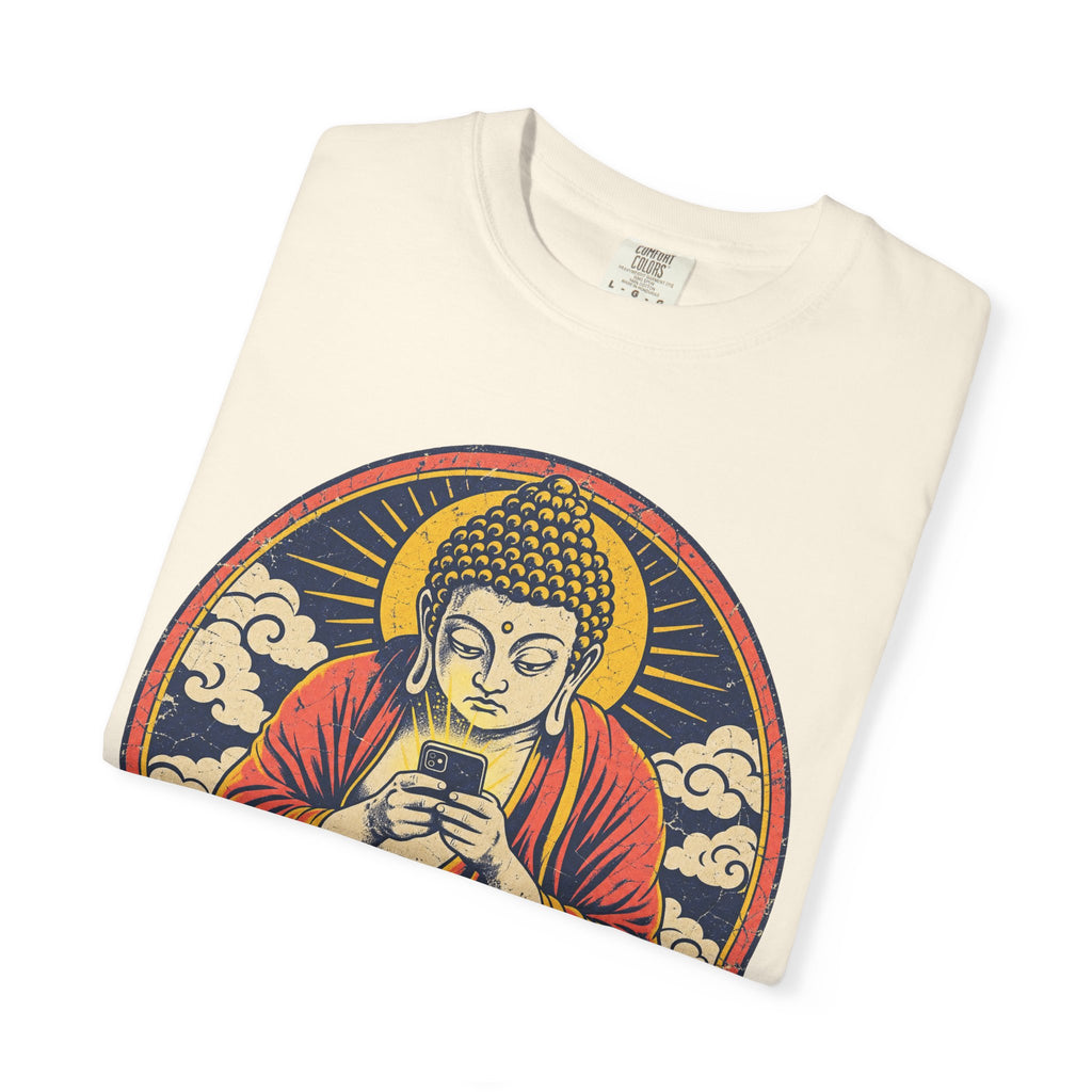 Doomscrolling Buddha T-shirt in Ivory, folded view