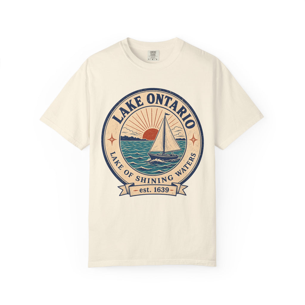 Lake Ontario Badge T-shirt in Ivory, front view