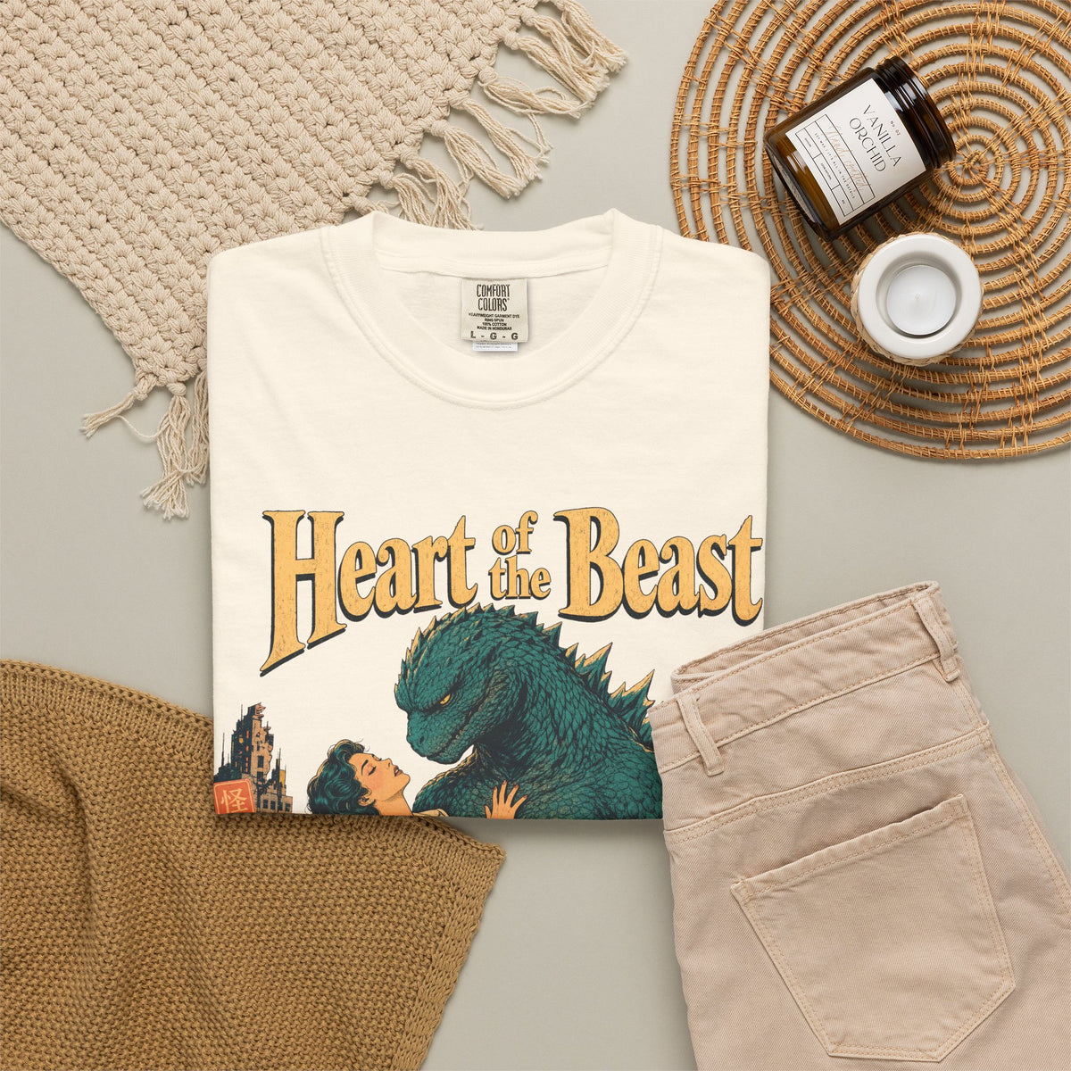 Heart of the Beast T-shirt in Ivory, flat lay view