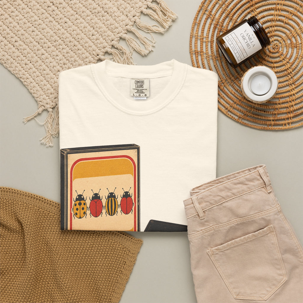Beetles Cassette Tape T-shirt in Ivory, flat lay view