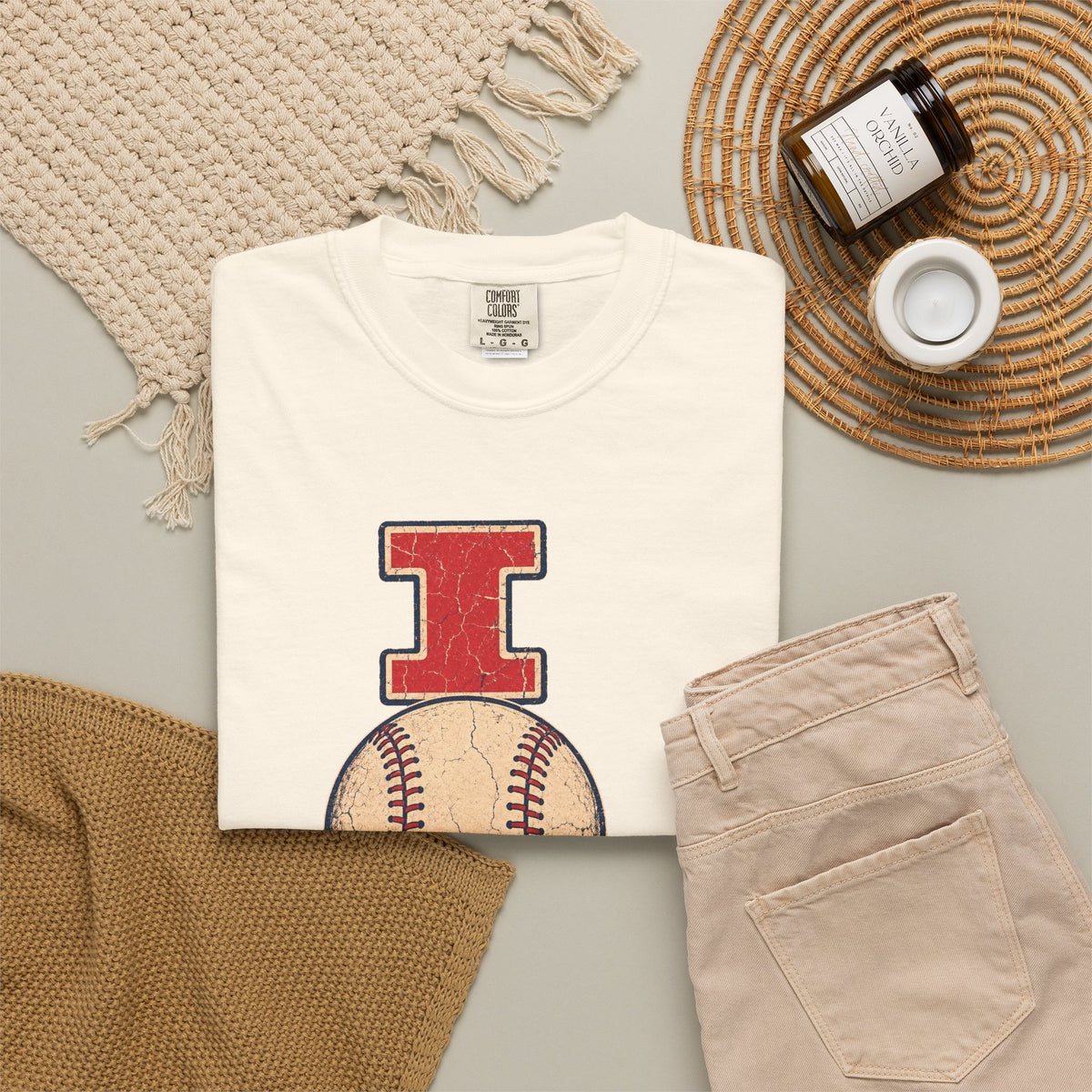 I Softball Women's Sports T-shirt in Ivory, flat lay view