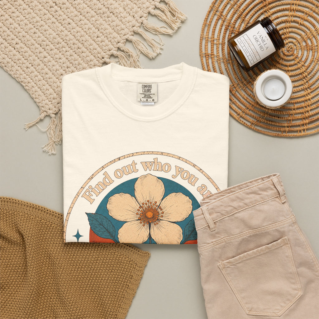 Find Out Who You Are T-shirt in Ivory, flat lay view