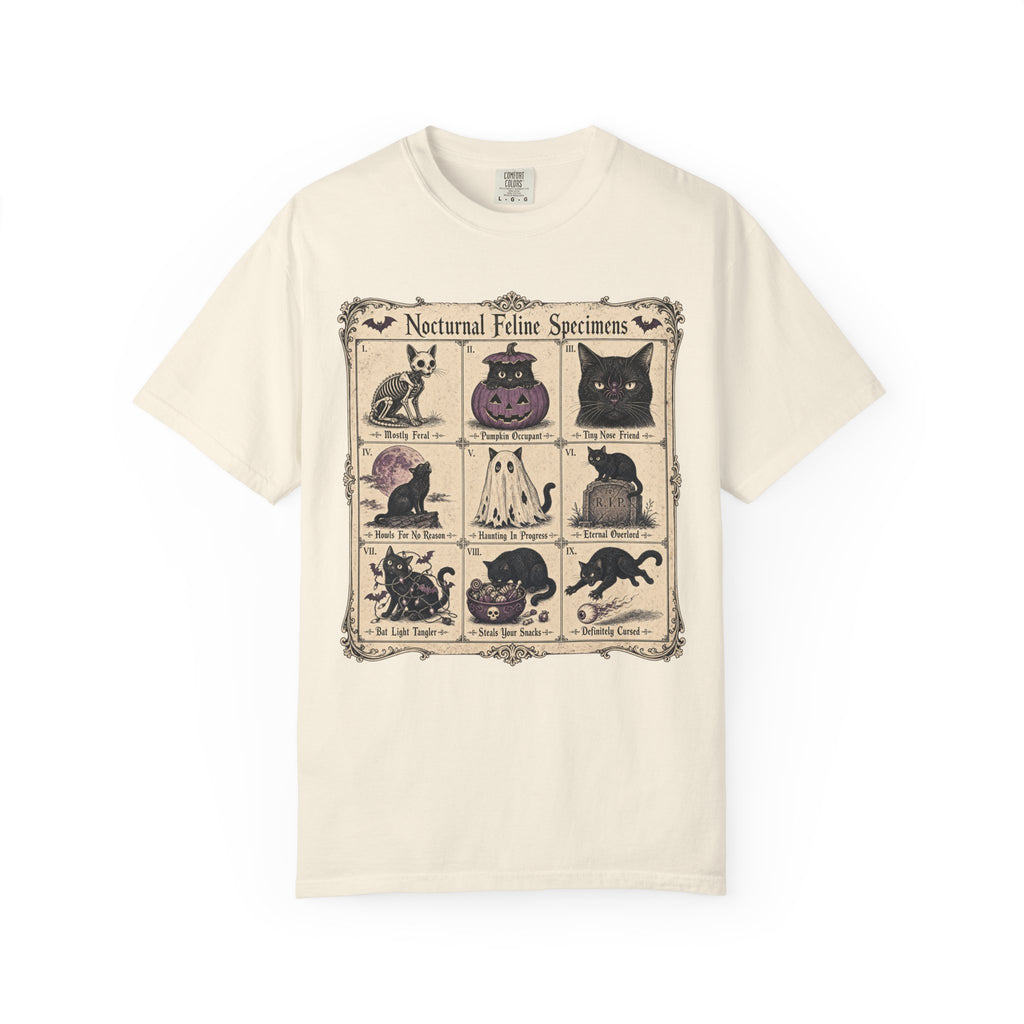 Nocturnal Feline Specimens T-shirt in Ivory, front view