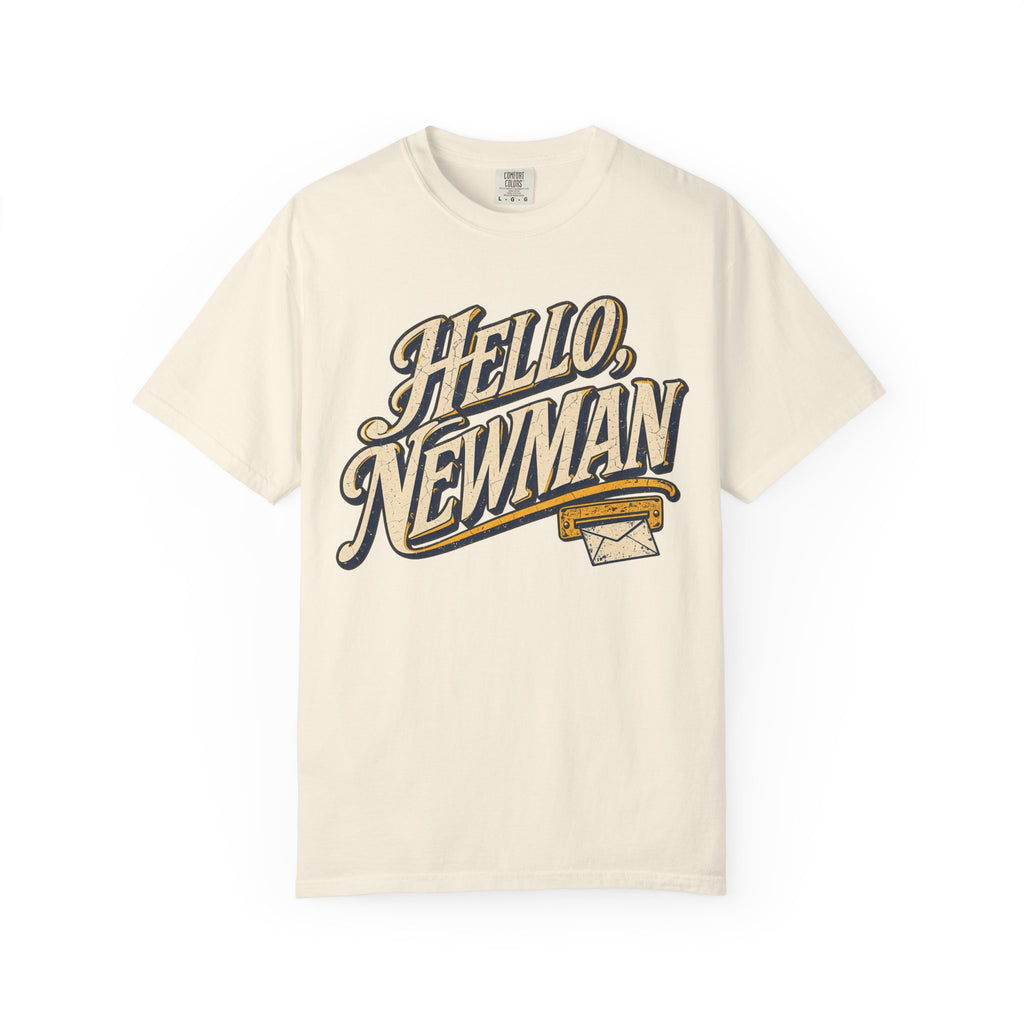 Hello Newman T-shirt in Ivory, front view