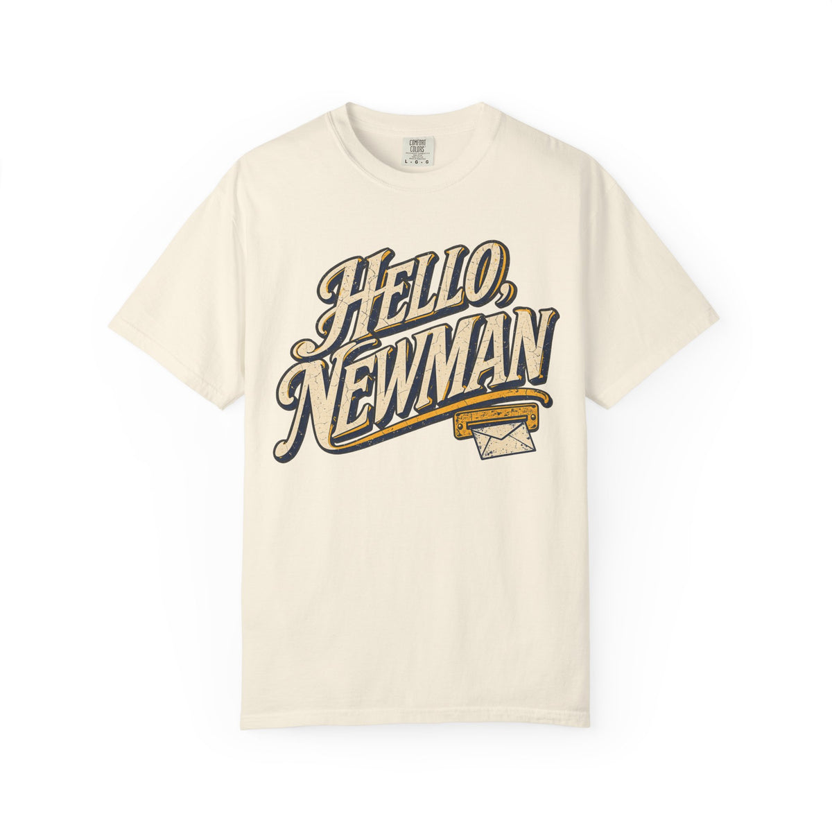 Hello Newman T-shirt in Ivory, front view