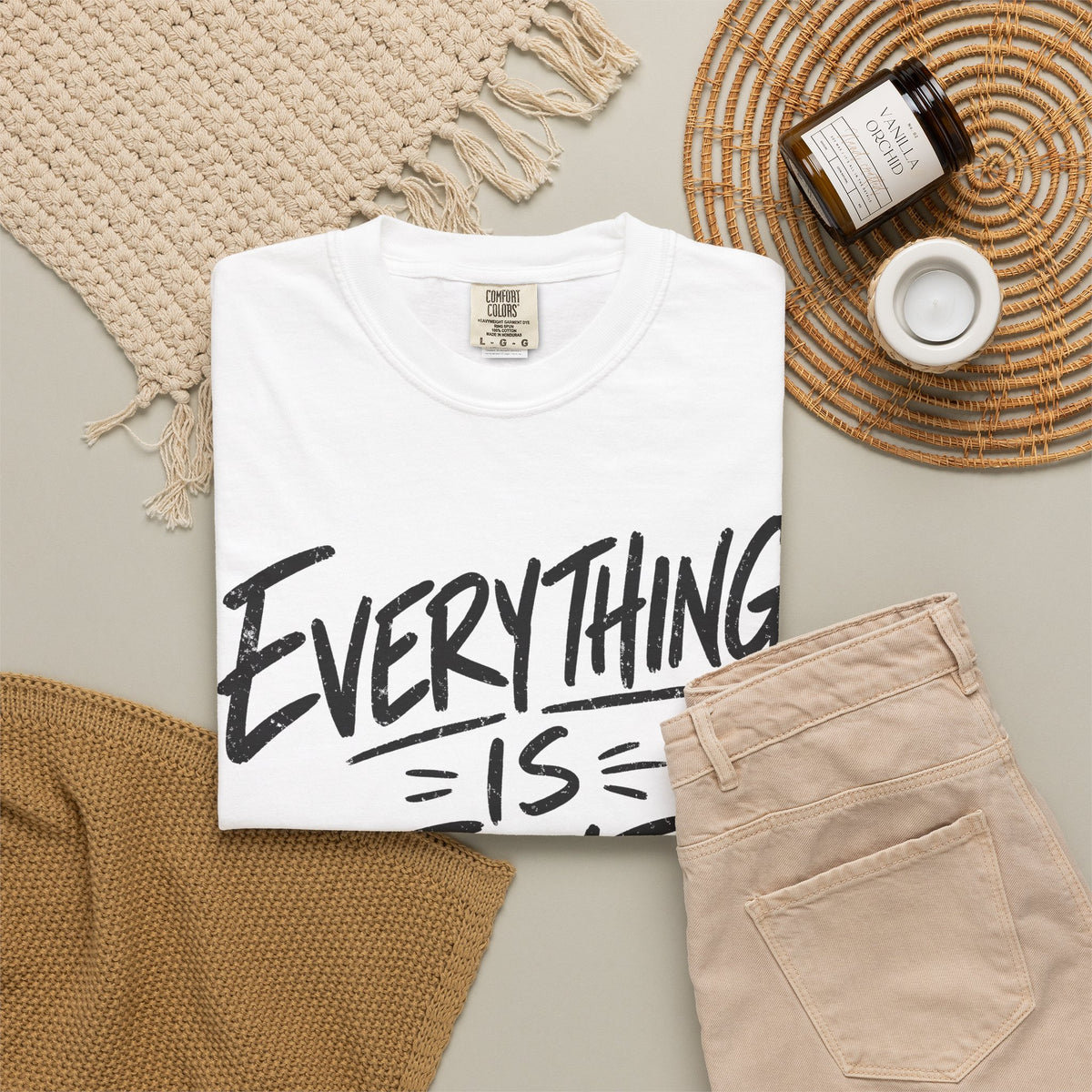 Everything Is Fine T-shirt in White, flat lay view