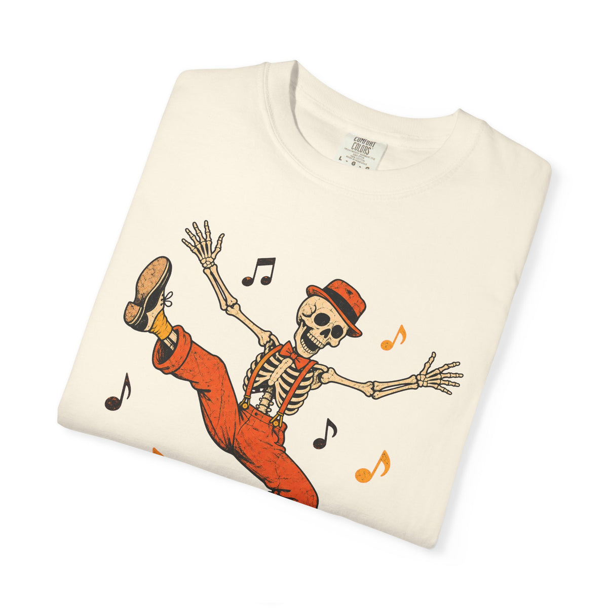 Dance Till You Drop T-shirt in Ivory, folded view