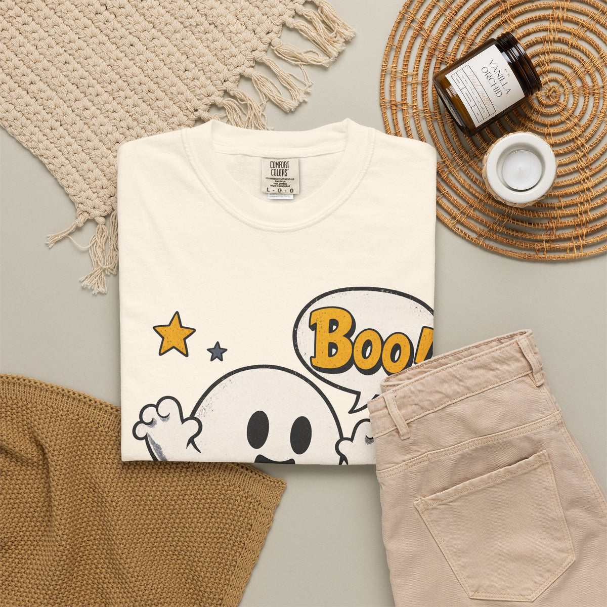 Boo Ghost T-shirt in Ivory, flat lay view