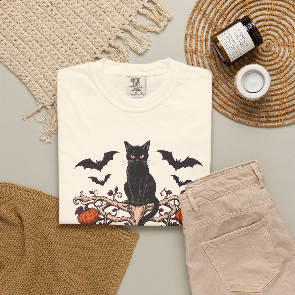 Vine Skeleton Ribcage T-shirt in Ivory, flat lay view