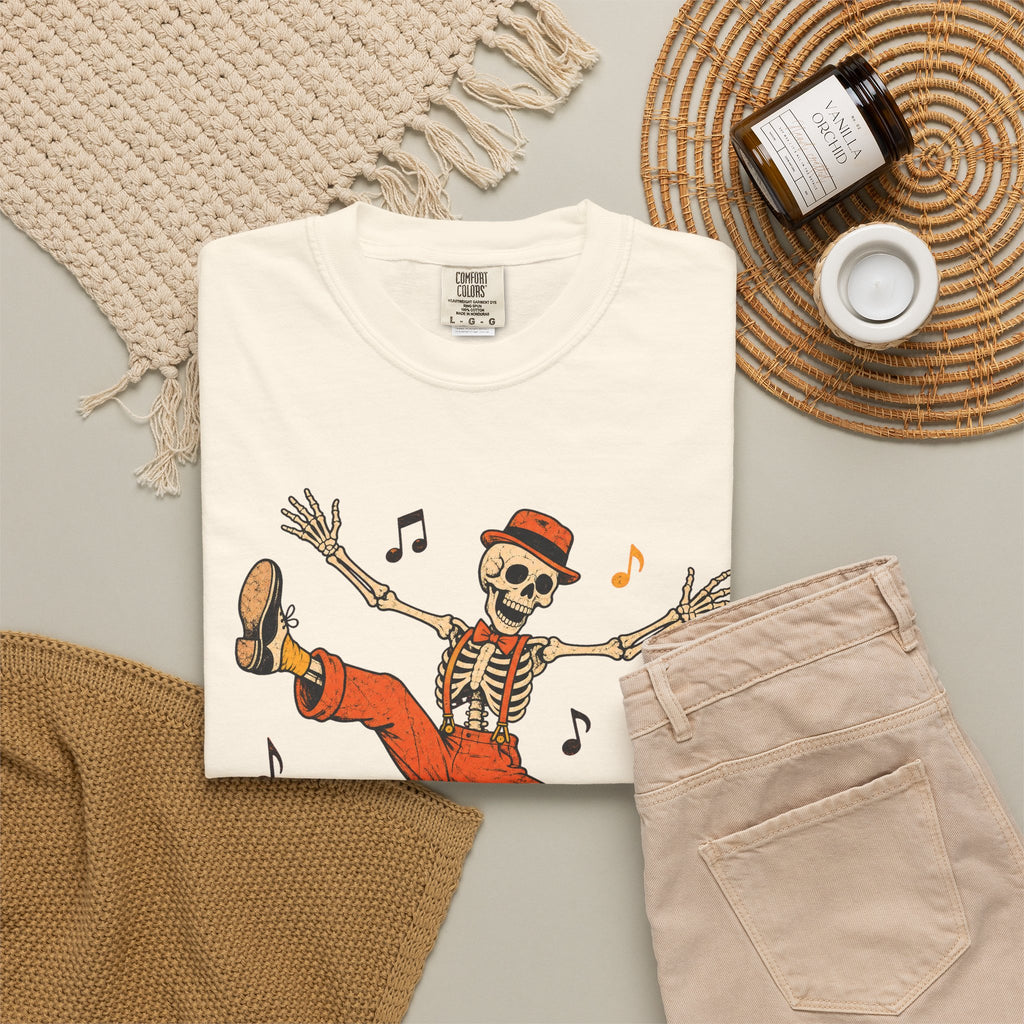 Dance Till You Drop T-shirt in Ivory, flat lay view