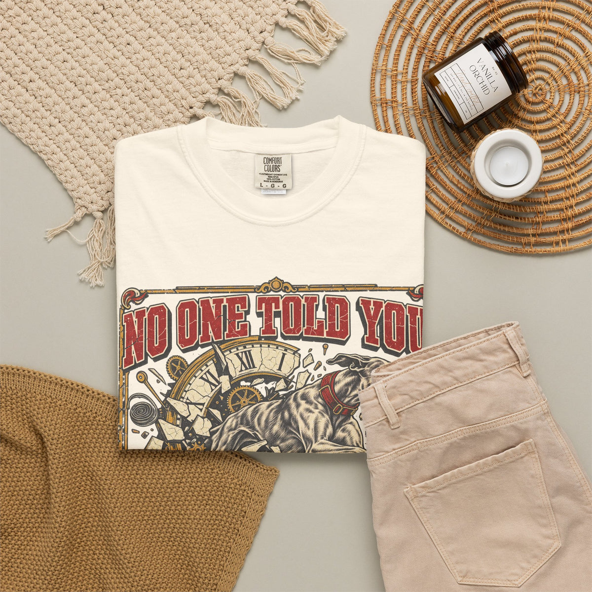 No One Told You When To Run T-shirt in Ivory, flat lay view