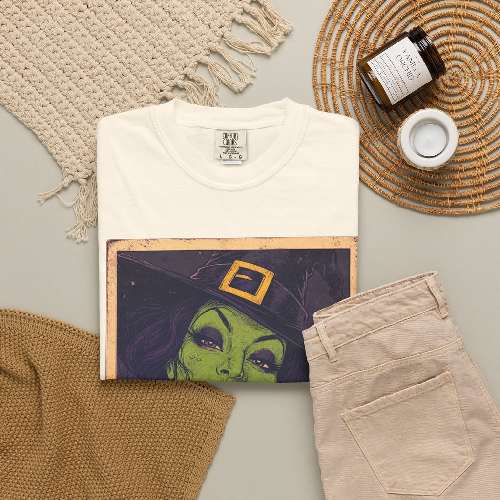 Witch Selfie T-shirt in Ivory, flat lay view