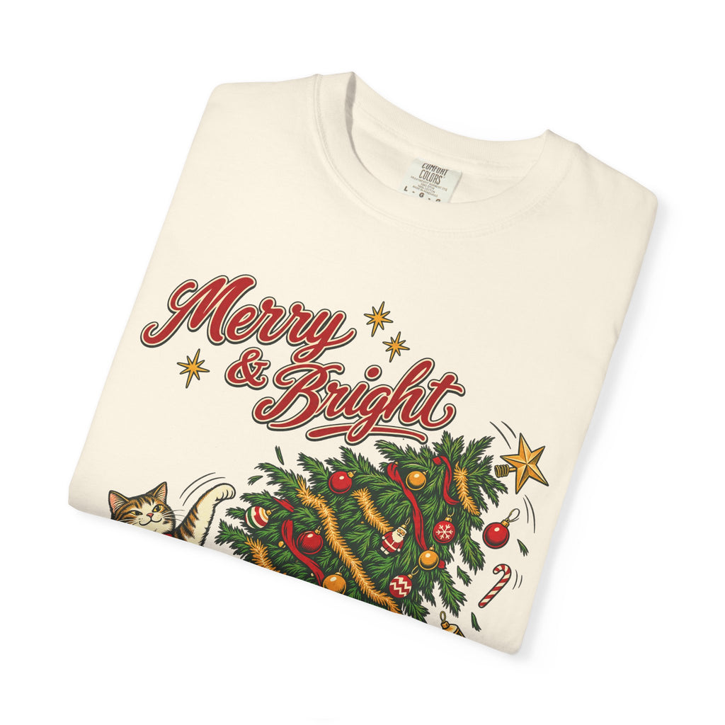 Merry And Bright T-shirt in Ivory, folded view
