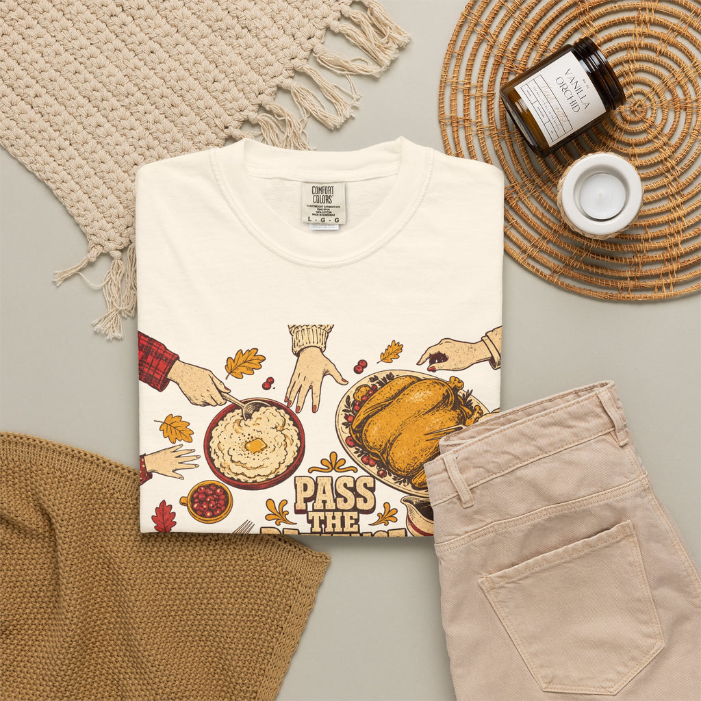 Pass The Patience T-shirt in Ivory, flat lay view