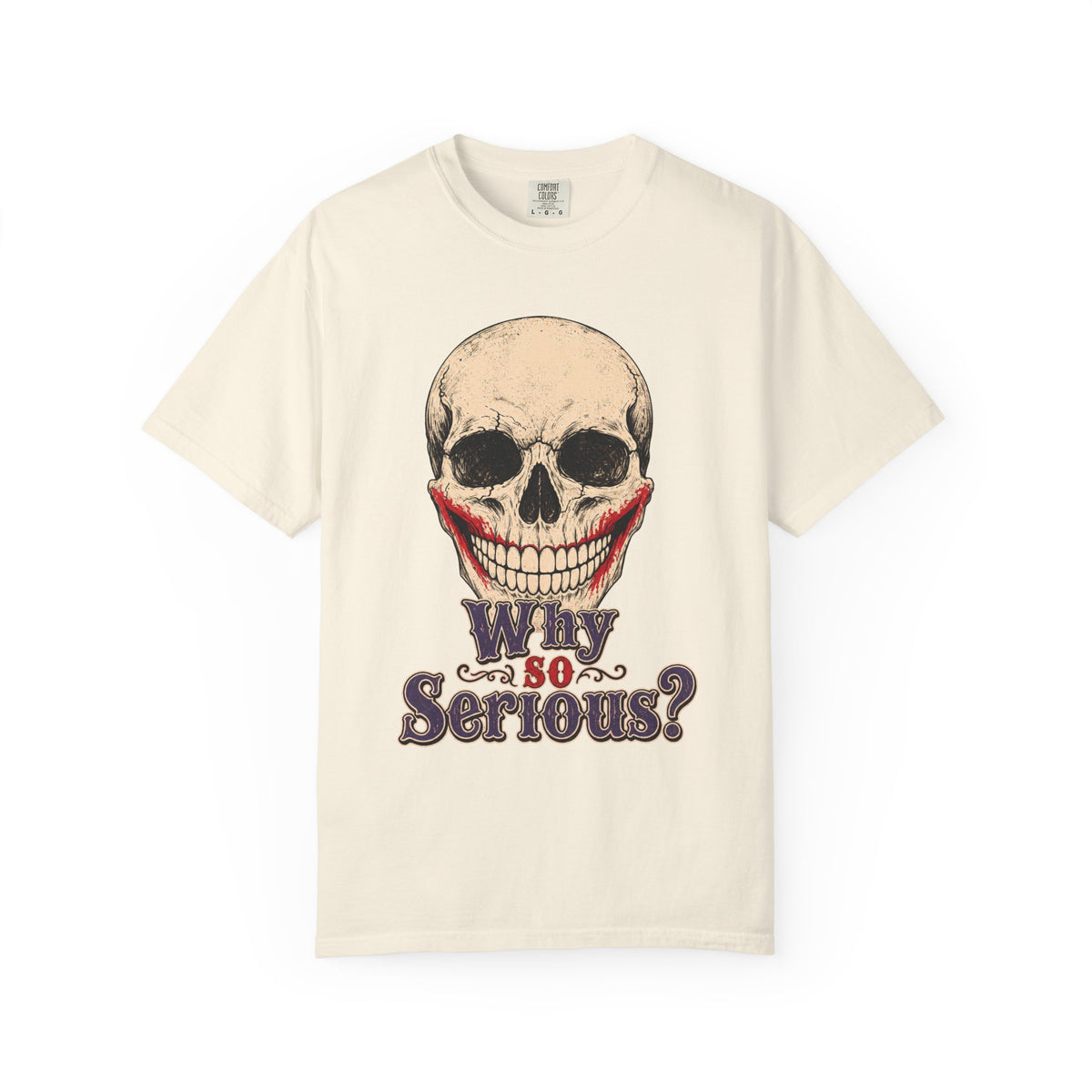 Why So Serious Skull T-shirt in Ivory, front view