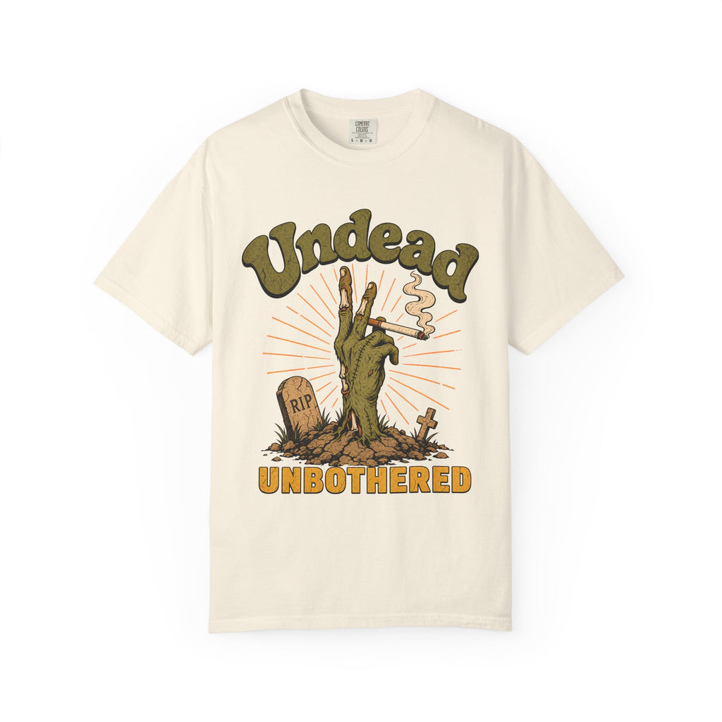 Undead Unbothered T-shirt in Ivory, front view